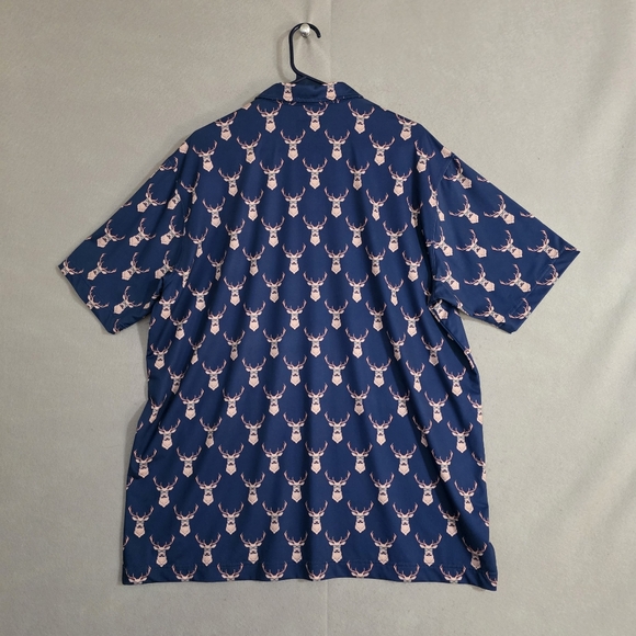 Waggle Mens Deer Mustache AOP Golf Performance Polo Size 2XL - Picture 8 of 10